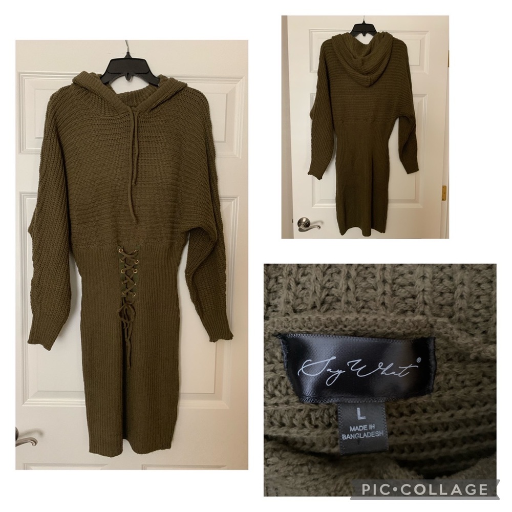 Say What Olive Color Sweater Dress Size L (junior)
